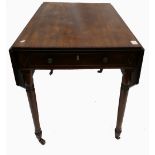 19th century Pembroke table: Mahogany single drawer Pembroke Table, early 19th century.