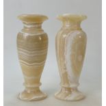 Pair of beige Alabaster vases: Height 25.5cm.