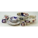 A large collection of 19th Century Welsh Gaudy Tea and Dinner ware to include: Cups, saucers, bowls,