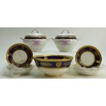 Coalport Gilt & Cobalt Blue Dinner Ware items to include: Lady Anne 6 x 13 cm finger bowls,