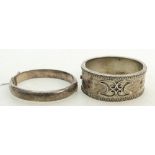Early 20th century sterling silver Bangle & one other: Early 20th century bangle impressed