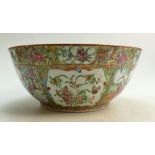 Early 19th Century Chinese Canton Enamelled Punch Bowl: Bowl decorated with court scenes,