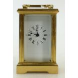 Small brass Carriage Clock: Carriage clock timepiece of small size, no key, but using a spare key,