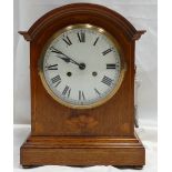 Victorian Inlaid Oak Cased Bracket Clock: With key,
