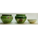 Two Shelley Jardinieres and a Shelley Bowl: One jardiniere in the Delphic green sailing boat design