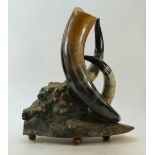 Large Horn Centrepiece: Early 20th century horn display centrepiece, height 52cm.