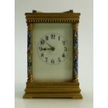 19th century French Carriage Clock with Enamel decoration: 19th century French striking carriage