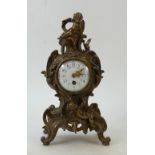 French gilt Spelter Rococo timepiece: French gilt spelter rococo timepiece,