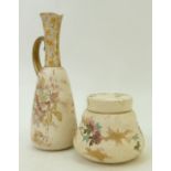 Doulton Burslem Spanishware: Doulton Burslem ewer decorated all around with flowers, height 32cm,