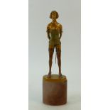 20th century cold painted bronze figure: 20th century bronze cold painted figure of a girl in