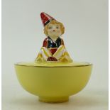 Royal Doulton figure Cassim HN1312: Moulded on yellow bowl and cover, C1930s.
