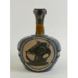 Doulton Lambeth Whisky Flask: Doulton Lambeth whisky flask advertising Greenlees Brothers,