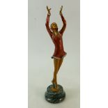 20th century cold painted bronze figure: 20th century bronze cold painted figure of a ball dancing