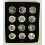 12 x UK £2 Britannia 1oz fine silver modern Coins,