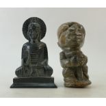 Thai and Aztec carved stone figures: Height 23cm: