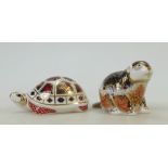 Royal Crown Derby Paperweights: River Bank Beaver with certificate 2229 of 5000 (gold stopper)