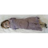 19th century China faced Doll in original clothes: