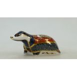Royal Crown Derby Paperweight Moonlight Badger: Gold stopper