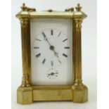 Carriage Clock repeating alarm: Large French carriage clock marked DC Rait to backplate & dial.