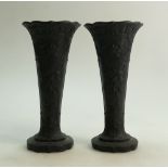 Wedgwood Black Basalt pair Vases: Wedgwod pair black Basalt vases, height 24cm.
