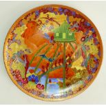 A modern Wedgwood Fairyland Lustre Imps on a Bridge and Tree House plate: 20 cm in diameter.