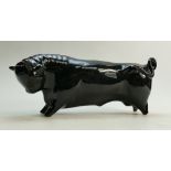 Wedgwood black gloss Taurus Bull: Wedgwood black gloss model of Taurus bull by Arnold Machin,