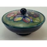 Walter Moorcroft Clematis Bowl & cover: Walter Moorcroft bowl & cover decorated in the Clematis