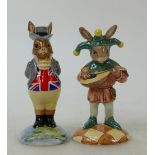 Royal Doulton Bunnykins figures Jester and John Bull: The Jester: DB161 (boxed) and John Bull DB134,