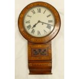 Inlaid Victorian Drop Dial Wall Clock: Height 63cm