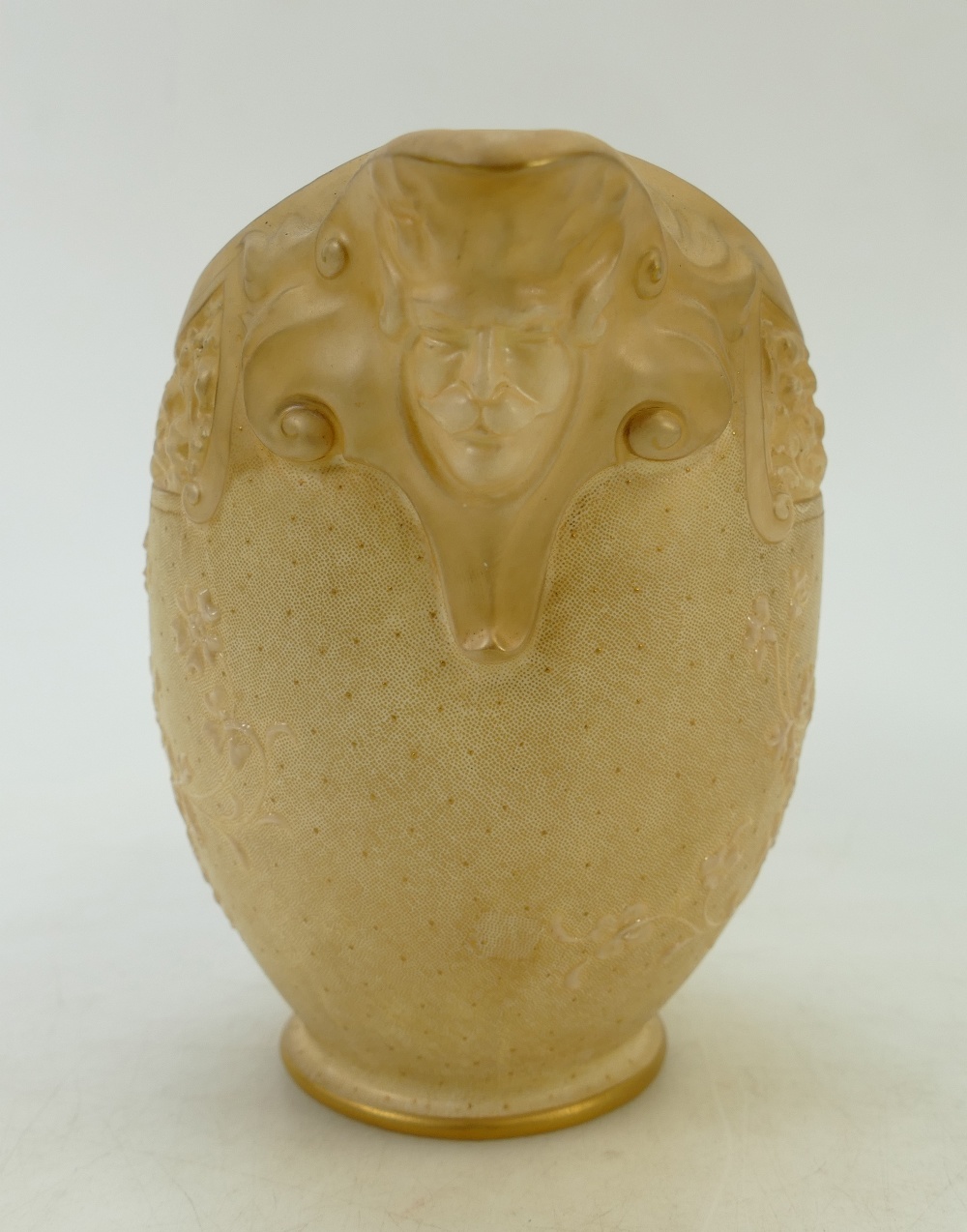 Doulton Burslem Jug: Doulton Burslem ewer decorated all around with flowers and mask head to spout, - Image 5 of 6