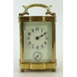 Carriage Clock with alarm: French standard size brass carriage clock with alarm, no key,