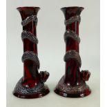 Royal Doulton Flambe Snake Candlesticks: Royal Doulton Puning Snake candlestick BA24,