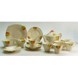 Art deco earthenware tea set: Art deco teaset (22 pieces)