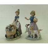 Lladro figurines: Out for a Romp 5761 together with Litter of Fun 5364.