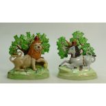 Beswick Lion and Unicorn: Pair of models of Staffordshire Lion 2093 and Staffordshire Unicorn 2094.