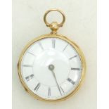 18ct gold mid size Pocket Watch: Key wind 18ct gold mid size pocket watch, glass loose, key missing,