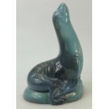 Beswick large blue glazed Seal: Beswick model of a seal on base, height 27cm.