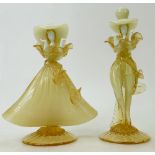 A Pair of Murano Glass Dancer Figurines: Lady and Man dancing.