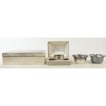 A collection of Silverware items: Silver filled desk cigarette box,