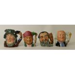 Royal Doulton small Character Jugs: Benjamin Franklin D6695, Rip Van Winkle,