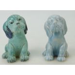 Beswick blue glazed Puppy and another figure: Beswick model of a seated puppy 454 and a similar