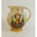 Royal Doulton Queensware Jug: Royal Doulton Queensware jug Queen of England, height 17cm.