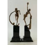 Coalport Art Deco sculptures: Coalport Art Deco Sculptures "The Offering" and "Dance at Dawn",