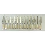 12 silver Fruit Knives and Forks with MOP handles: 12 silver Geo III fruit knives & forks with MOP
