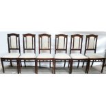 Set of Six Inlaid Mahogany Dining Chairs: Chair height 101cm,