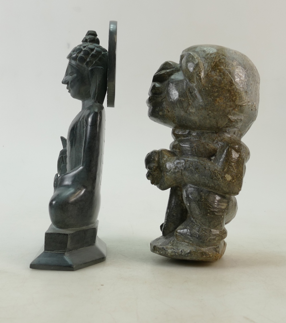 Thai and Aztec carved stone figures: Height 23cm: - Image 4 of 4