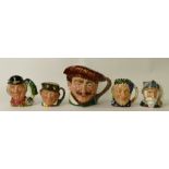 Royal Doulton small Character Jugs: Bacchus, Don Quixote D6460, The Walrus & Carpenter D6604,