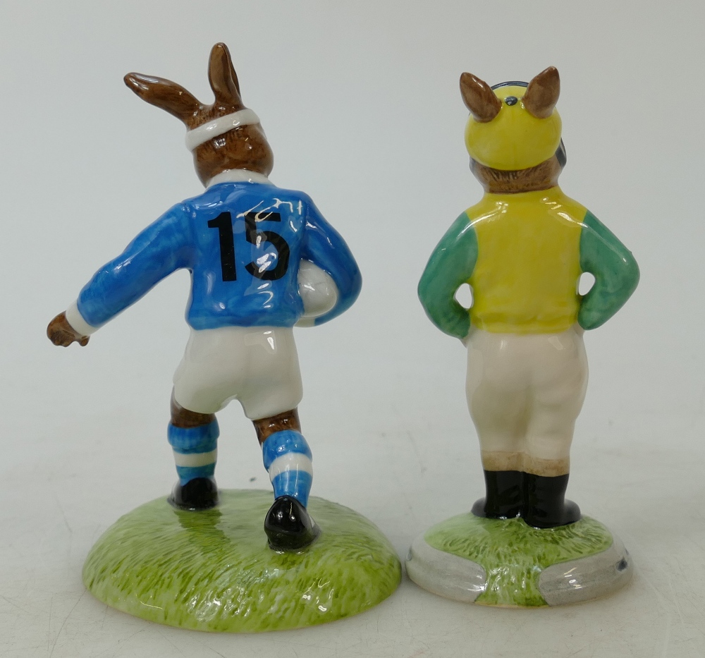 Royal Doulton Bunnykins figures Jockey and Rugby Player: Jockey DB169 and Rugby Player DB318 both - Image 3 of 3