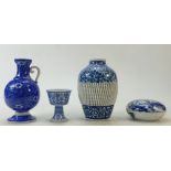 A collection of Chinese porcelain: Chinese porcelain blue and white pierced vase decorated with