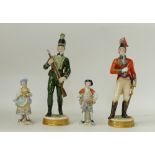Four German porcelain figures: Two pairs of 20th century fine quality hand painted German porcelain